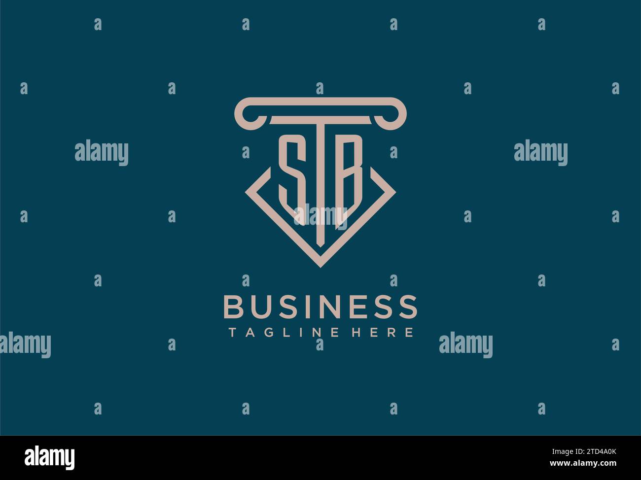SB Initial mit Säulen-Icon-Design, sauberem und modernem Anwalt, Design-Ideen für Anwaltskanzleien Stock Vektor