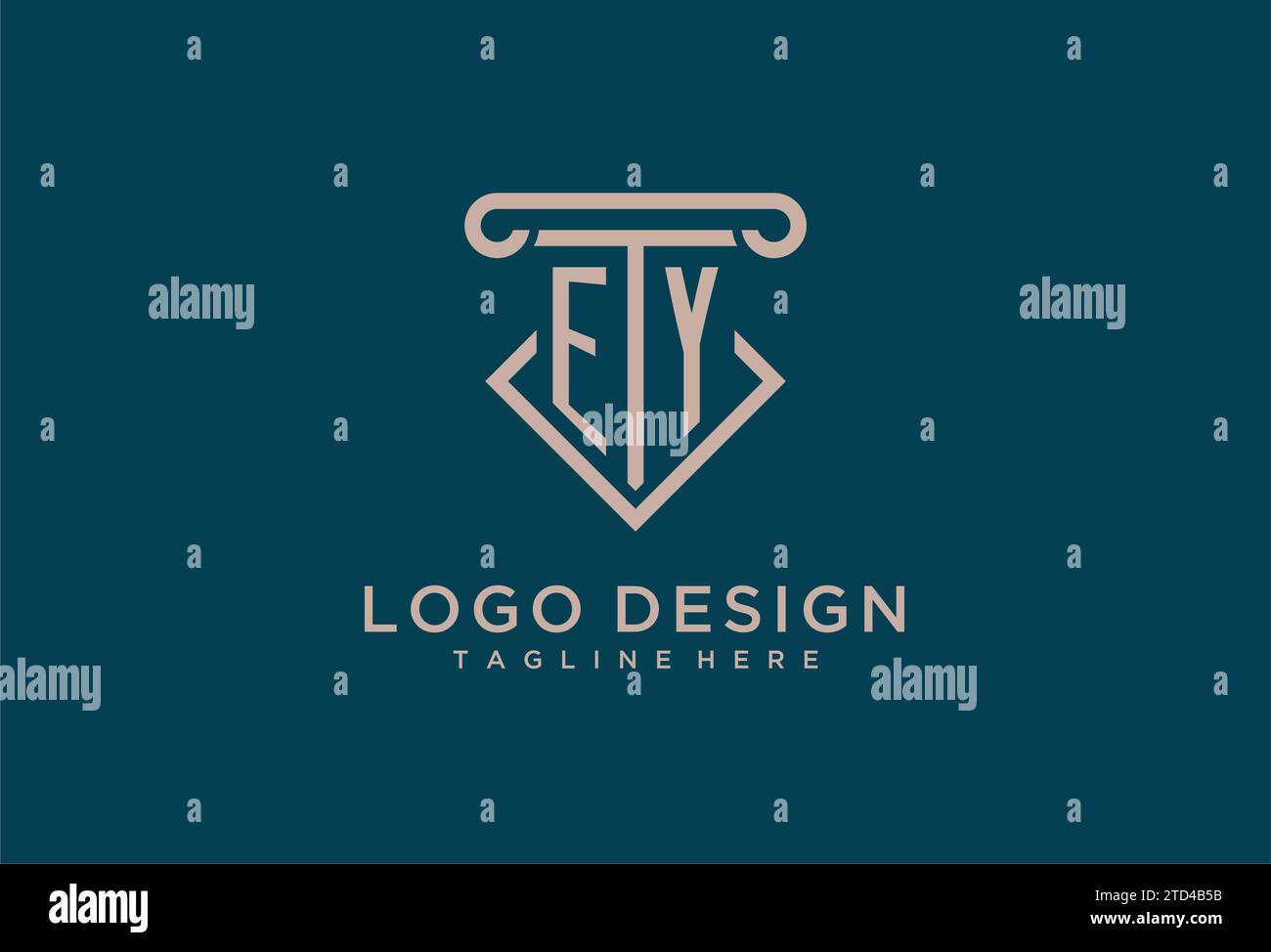 EY Initial mit Säulen-Icon-Design, sauberer und moderner Anwalt, Design-Ideen für Anwaltskanzleien Stock Vektor