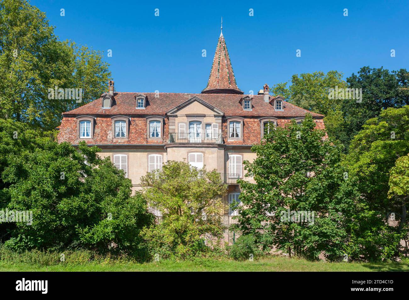 Schloss Hölle-Oberkirch in der Nähe des Stadtparks, Obernai, Elsass, Frankreich Stockfoto