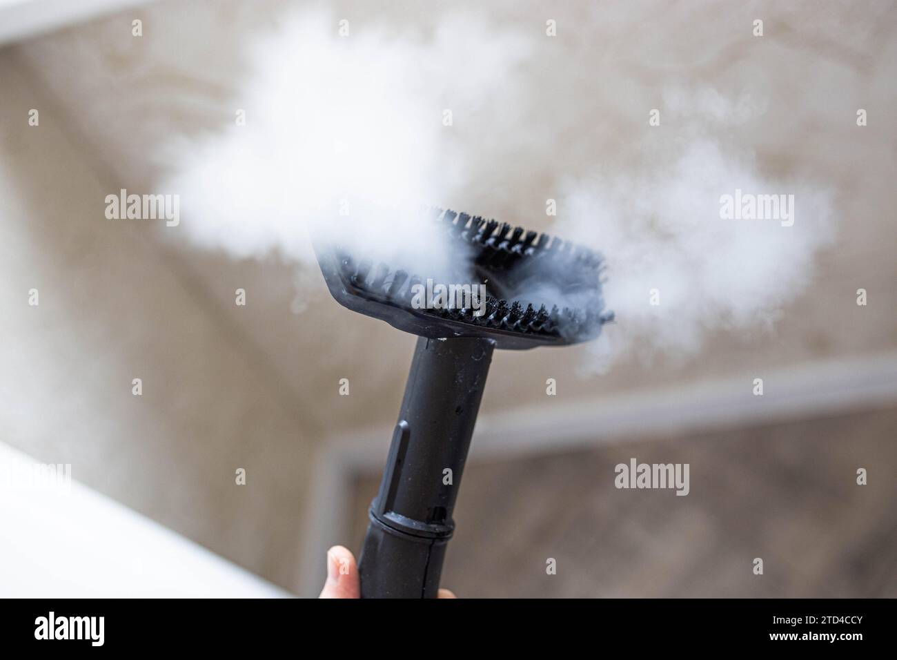 Dampfgarer zum Reinigen des Hauses, Dampf unter Druck Stockfoto