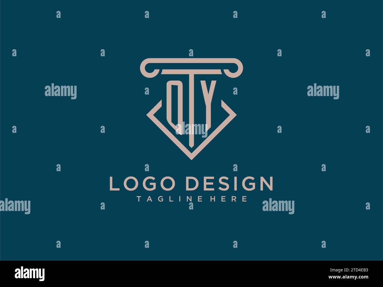 OY Initial mit Säulen-Icon-Design, sauberer und moderner Anwalt, Design-Ideen für Anwaltskanzleien Stock Vektor