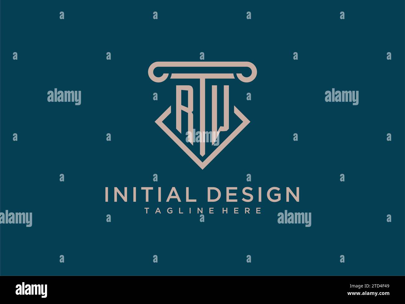 RW Initial mit Säulen-Icon-Design, sauberem und modernem Anwalt, Design-Ideen für Anwaltskanzleien Stock Vektor