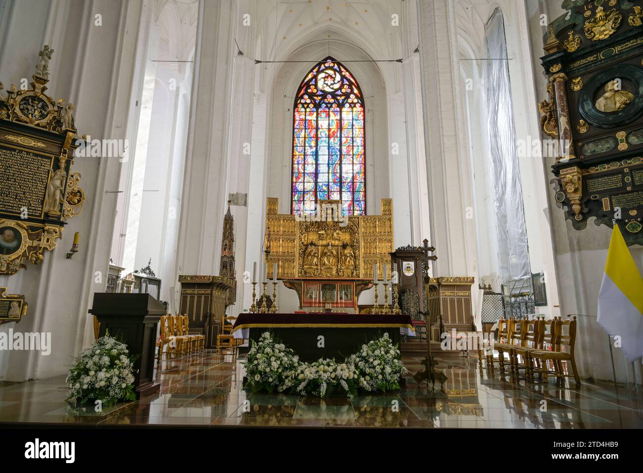 Hauptaltar von Michael von Augsburg, Marienkirche, Danzig, Woiwodschaft Pommern, Polen *** Hauptaltar von Michael von Augsburg, St. Marys Kirche, Danzig, Woiwodschaft Pommern, Polen Stockfoto