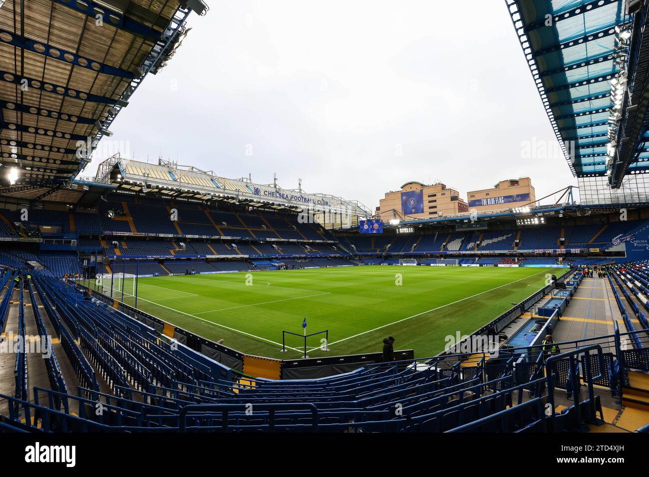 16. Dezember 2023; Stamford Bridge, Chelsea, London, England: Premier League Football, Chelsea gegen Sheffield United; Pitch bereit für den Kick-off in der Stamford Bridge Stockfoto