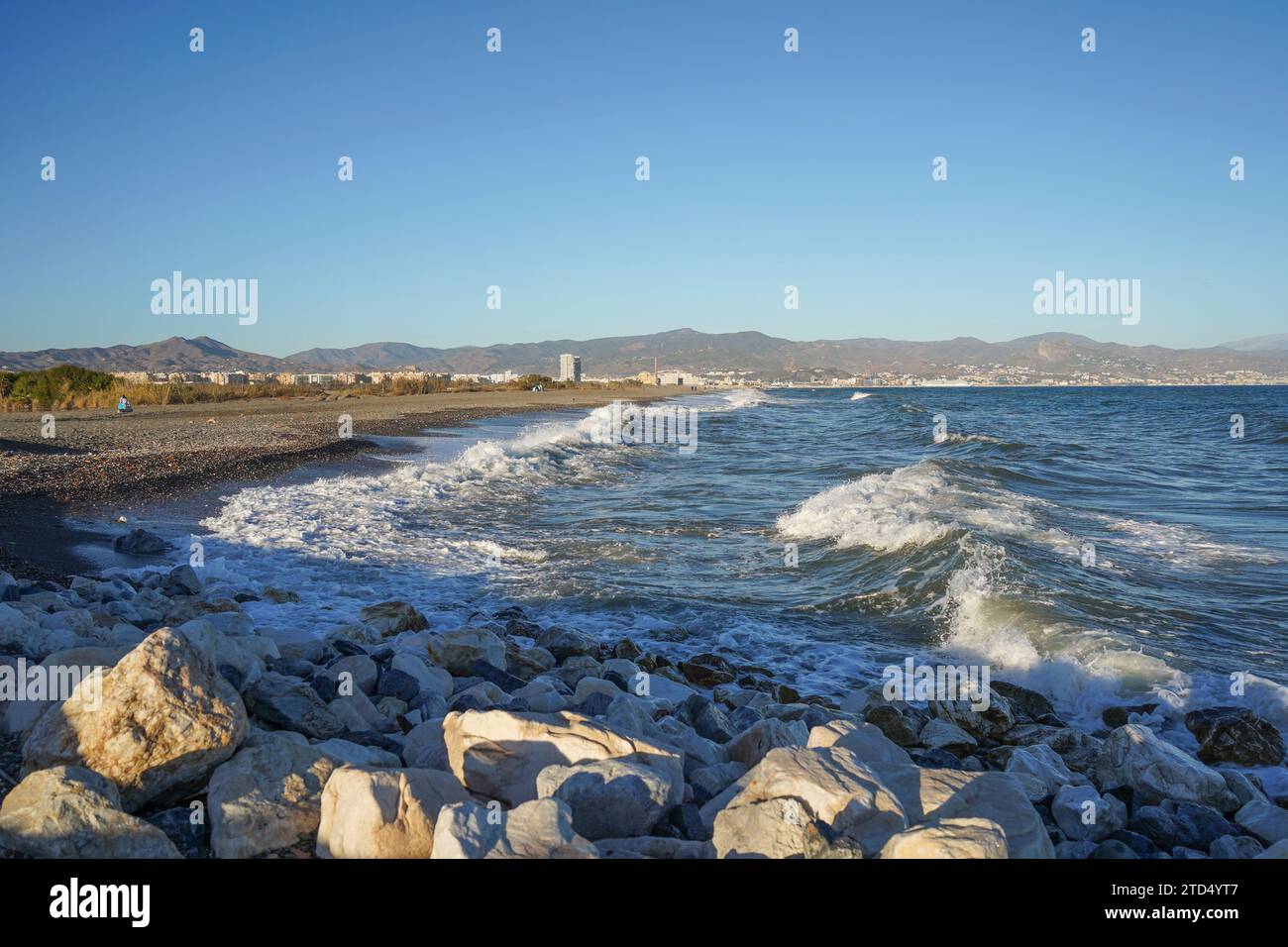 Strand im Guadalhorce Naturschutzgebiet, Guadalhorce Mündung Naturschutzgebiet in der Nähe von Malaga, Andalusien, Spanien. Stockfoto