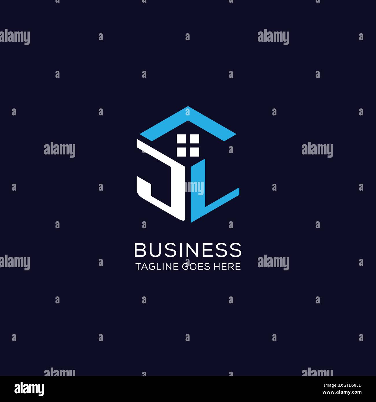 Initial Logo JL Monogramm mit abstrakter Haus-Sechseck-Form, saubere und elegante Immobilien-Logo Design Vektorgrafik Stock Vektor