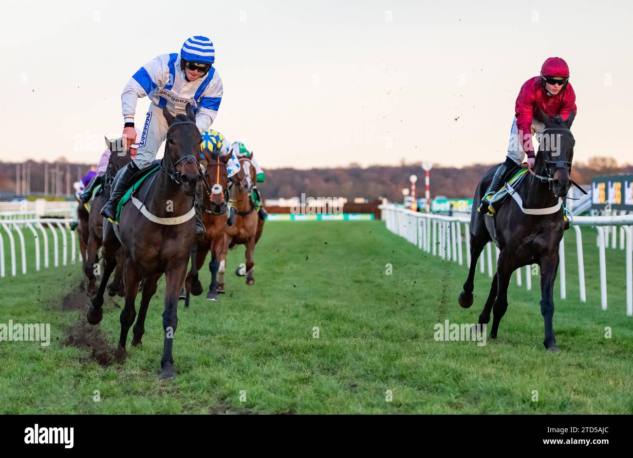 Doncaster, Großbritannien. Dezember 2023. Forward Plan und BenGodfrey gewinnen die Bet365 Handicap Chase für Trainer Anthony Honeyball und Besitzer der Steeple Chasers. Quelle: JTW equine Images/Alamy Live News Stockfoto