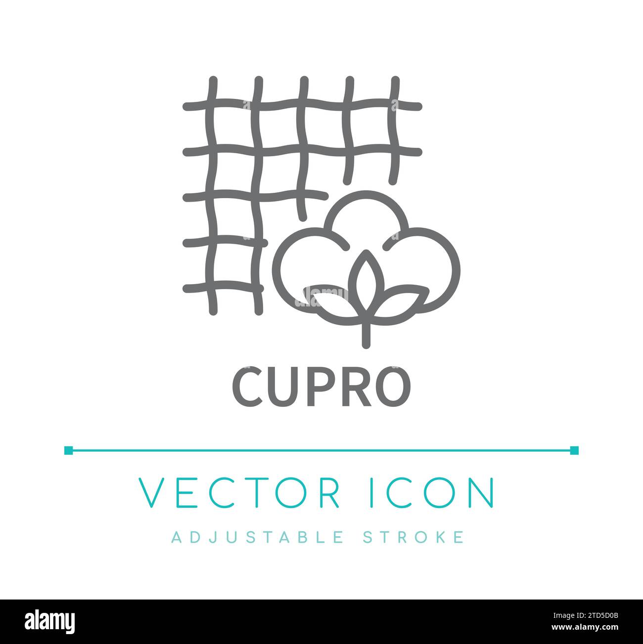 Symbol Cupro Textile Vektorlinie Stock Vektor