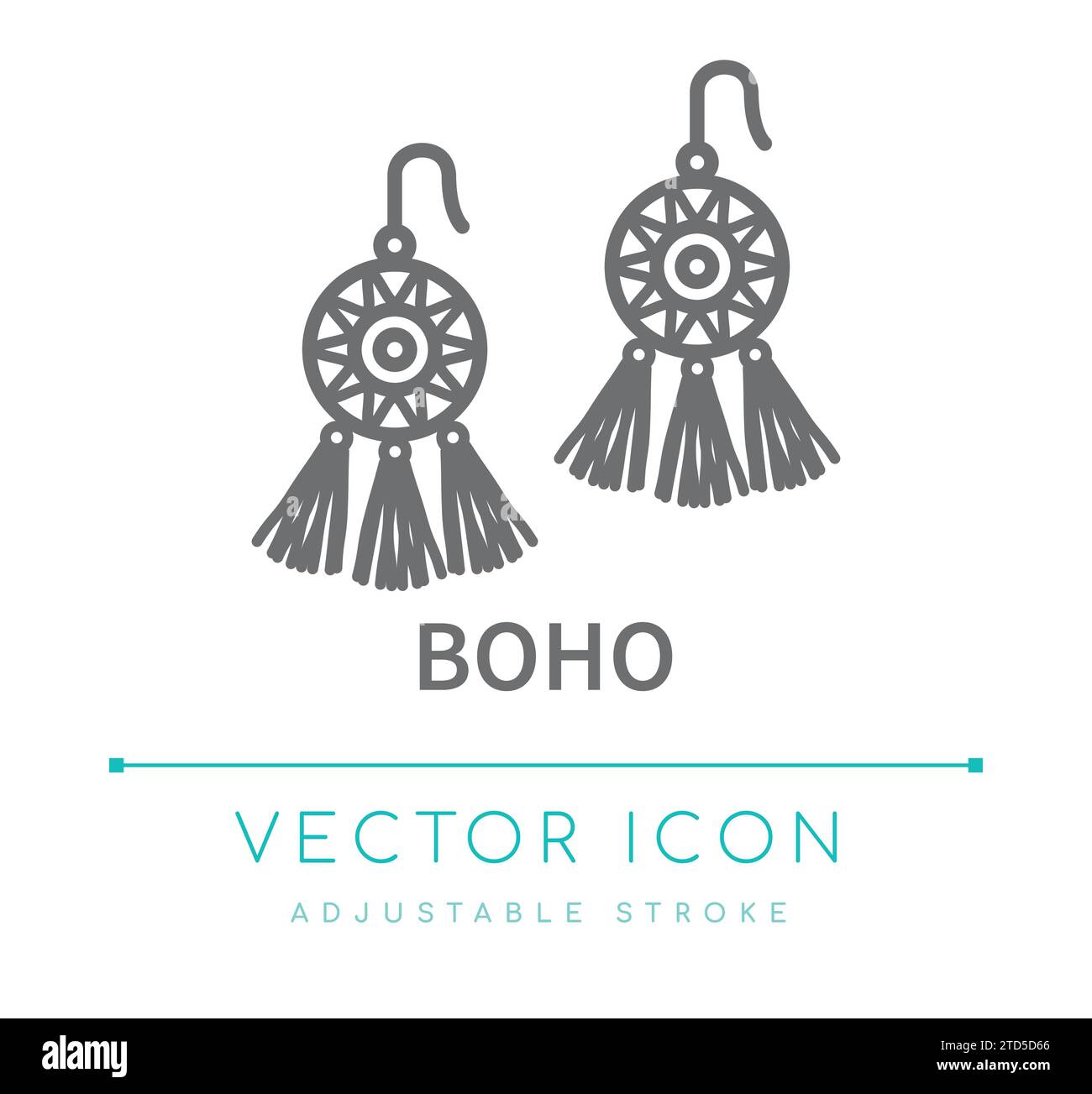 Boho Ohrringe Schmuck Stil Vektor Linie Symbol Stock Vektor