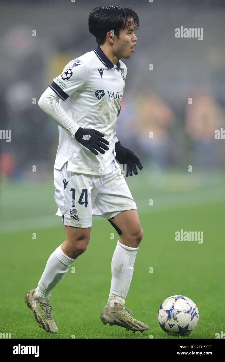 Mailand, Italien, 12. Dezember 2023. Takefusa Kubo von Real Sociedad während des Spiels der UEFA Champions League in Giuseppe Meazza, Mailand. Der Bildnachweis sollte lauten: Jonathan Moscrop / Sportimage Stockfoto