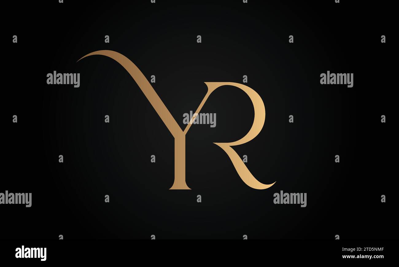 Luxuriöses Initial YR oder RY Monogramm-Logo-Design mit Textbuchstaben Stock Vektor