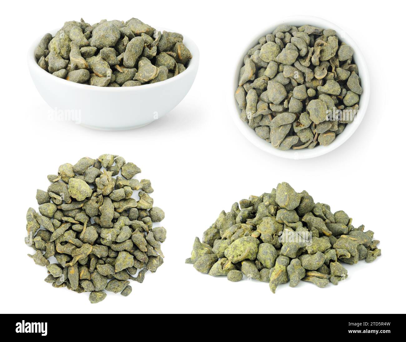 Lan GUI Ren Ginseng Oolong, Sammlung von losen Blättern von Premium Ginseng chinesischem Tee isoliert auf weißem Hintergrund Stockfoto