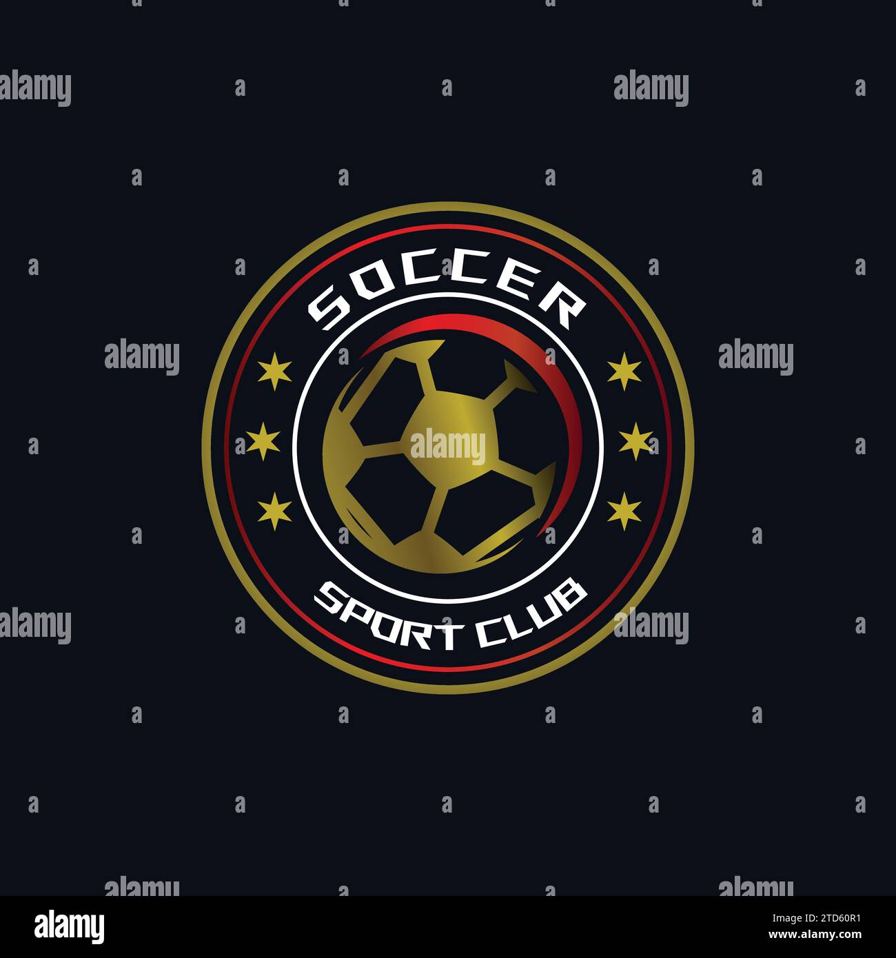 Fußball-Logo mit Verlaufsmuster, Vorlage für Sportverein Stock Vektor