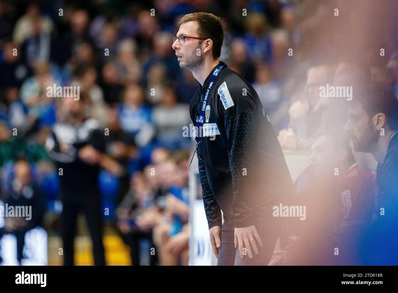 Jaron Siewert (Fuechse Berlin, Trainer) GER, TBV Lemgo Lippe vs. Fuechse Berlin, Handball, 1. Bundesliga 17. Spieltag, Spielzeit 2023/2024, 16.12.2023 Foto: Eibner-Pressefoto / Jan Strohdiek Stockfoto