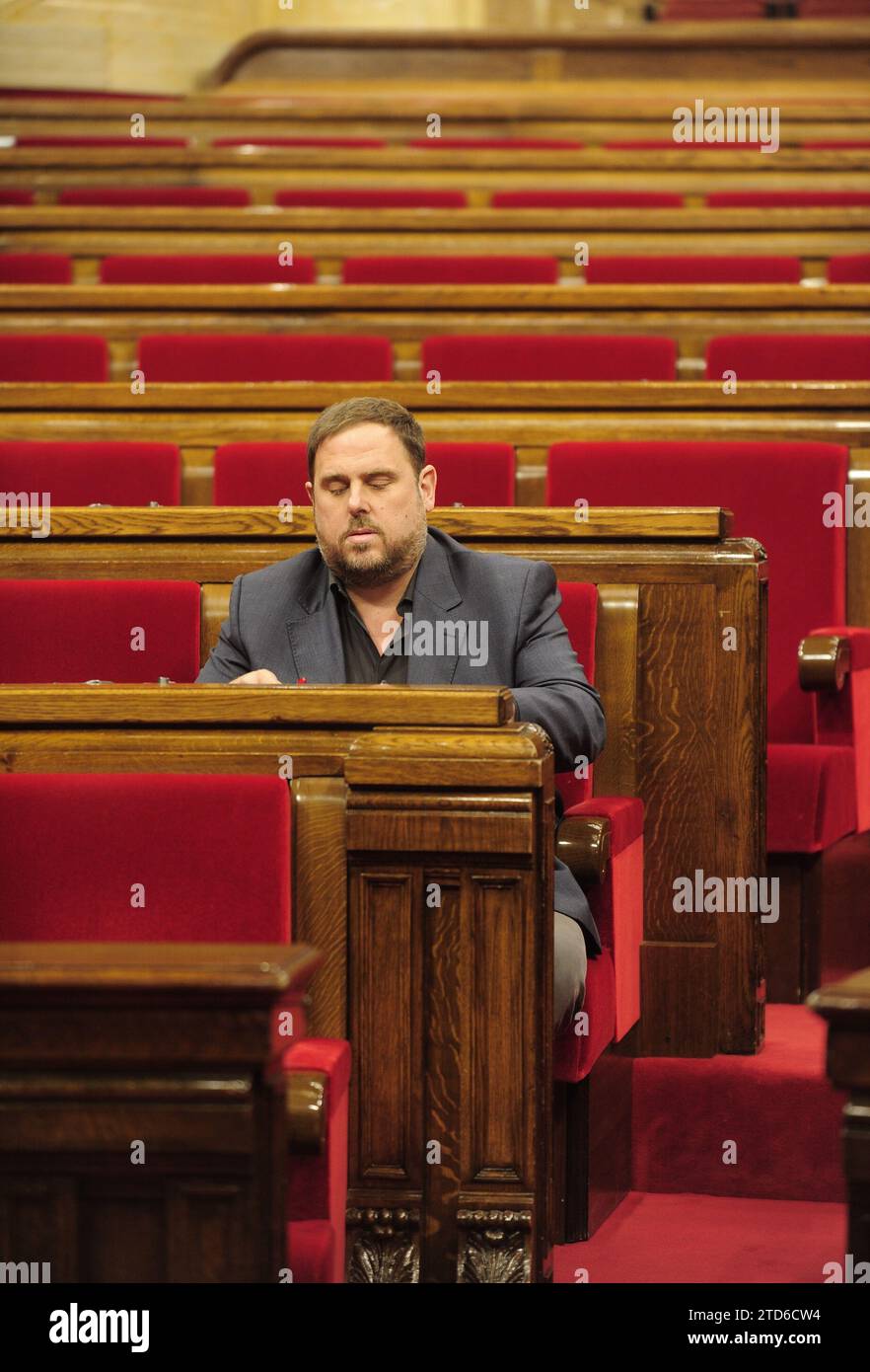 Barcelona. 09/16/2014. Allgemeine politische Debatte im katalanischen Parlament. Oriol Junqueras. Erc. Fotos Ines Baucells. Archdc. Quelle: Album / Archivo ABC / Inés Baucells Stockfoto