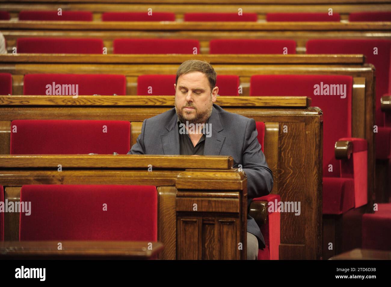 Barcelona. 09/16/2014. Allgemeine politische Debatte im katalanischen Parlament. Oriol Junqueras. Erc. Fotos Ines Baucells. Archdc. Quelle: Album / Archivo ABC / Inés Baucells Stockfoto