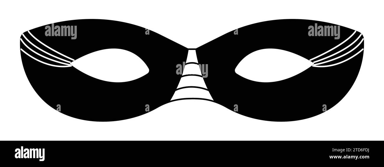 Schwarz-weiße einfache Augen Maskerade Maske, Vektor vereinfachte Attribut eines Karnevalskostüms Stock Vektor