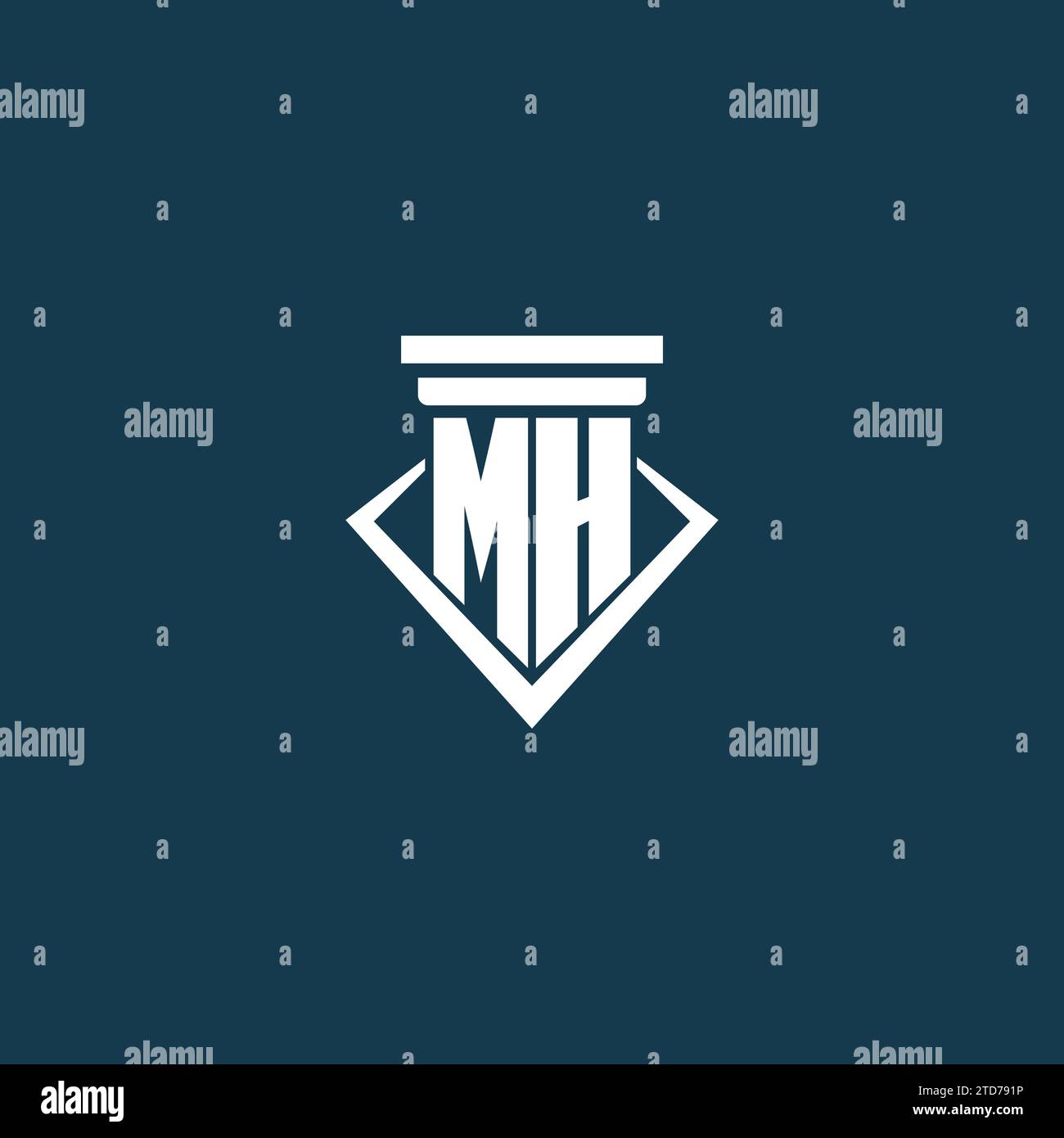MH Initial Monogramm Logo für Anwaltskanzlei, Anwalt oder Anwalt mit Design-Ideen für Säulen-Icons Stock Vektor