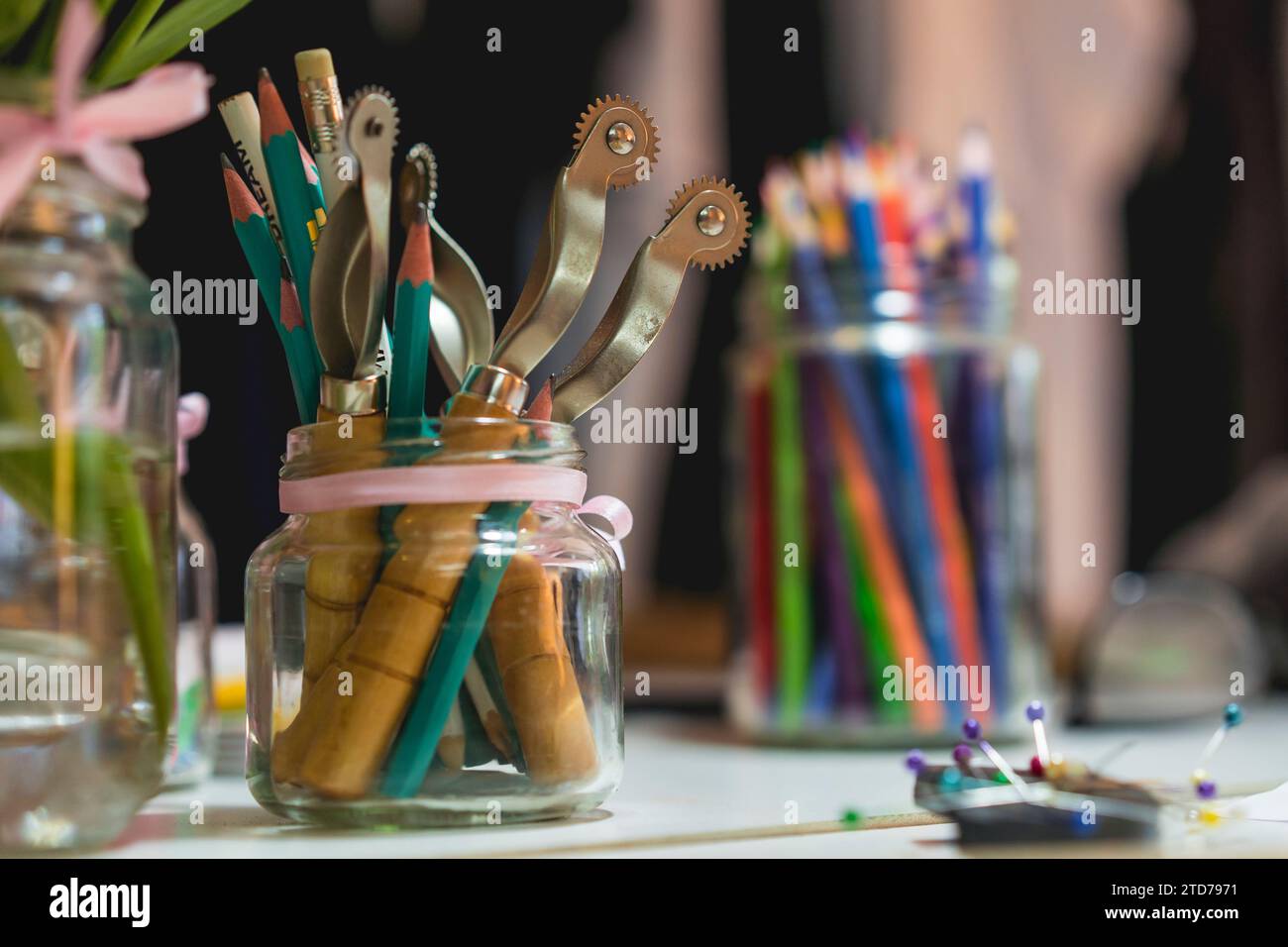 Hintergrundkonzept für Modedesigner. Stockfoto