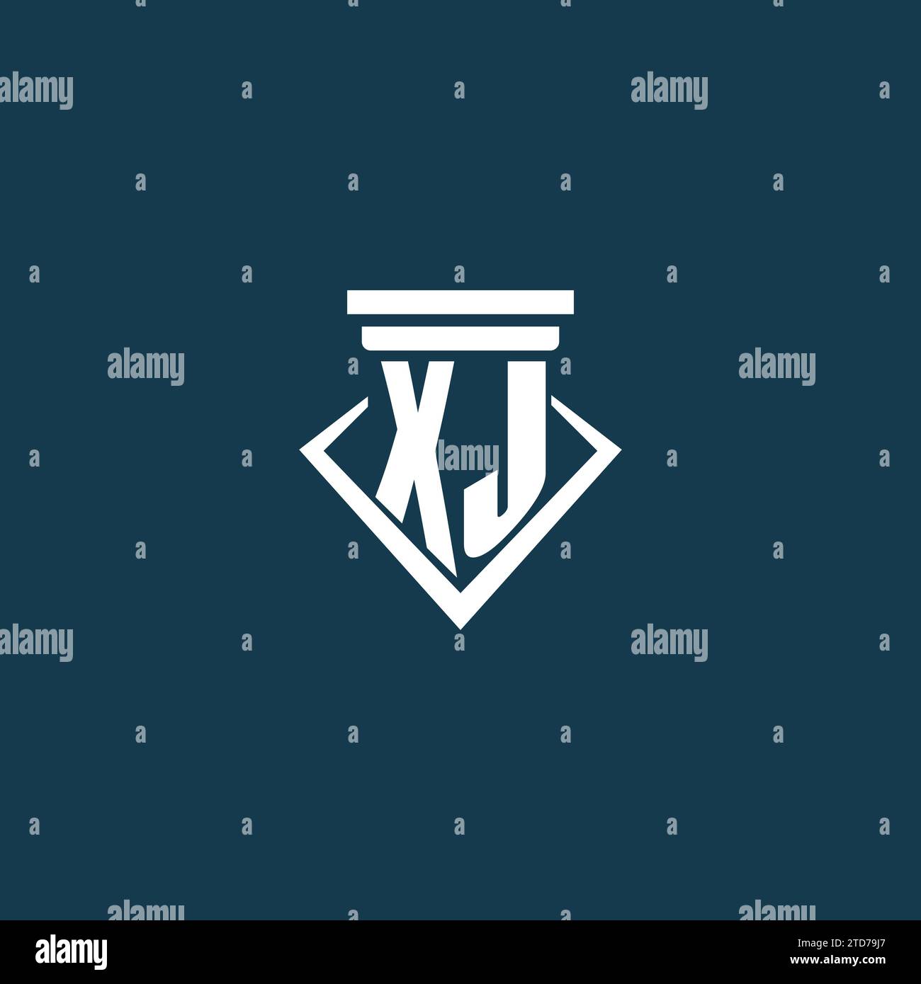 XJ Initial Monogramm Logo für Anwaltskanzlei, Anwalt oder Anwalt mit Design-Ideen für Säulen-Icons Stock Vektor