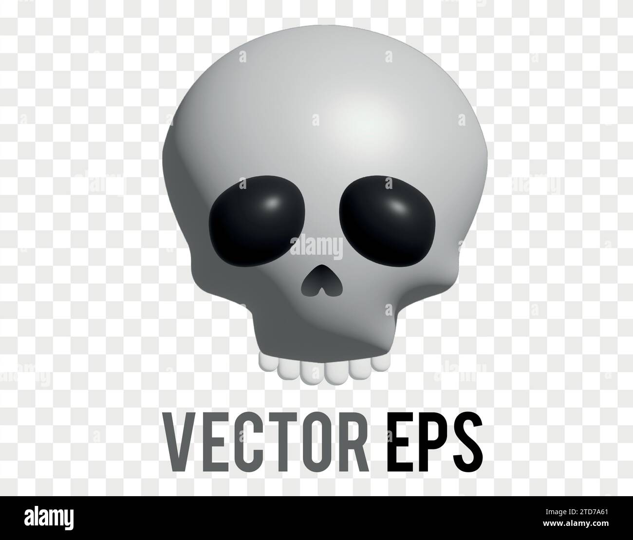 Weißlich grauer menschlicher Schädel mit blauem Augensockel 3D-Symbol Stock Vektor