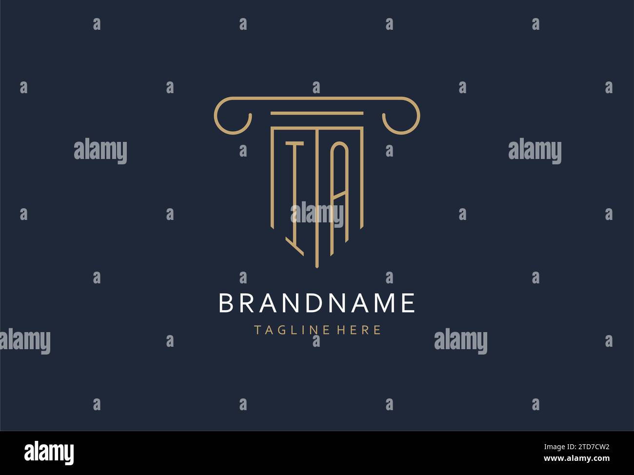 IA Initial mit säulenförmigem Logo und kreativem Monogramm-Logo für Designideen von Anwaltskanzleien Stock Vektor