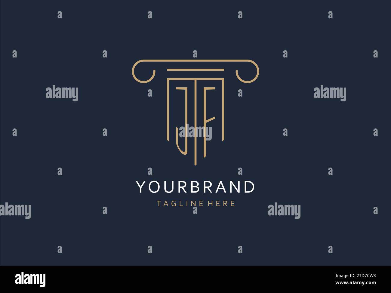 JF Initial mit säulenförmigem Logo und kreativem Monogramm-Logo für Designideen von Anwaltskanzleien Stock Vektor