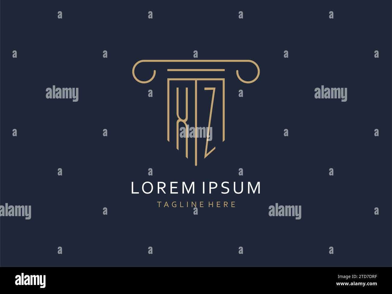 XZ Initial mit säulenförmigem Logo und kreativem Monogramm-Logo für Designideen von Anwaltskanzleien Stock Vektor
