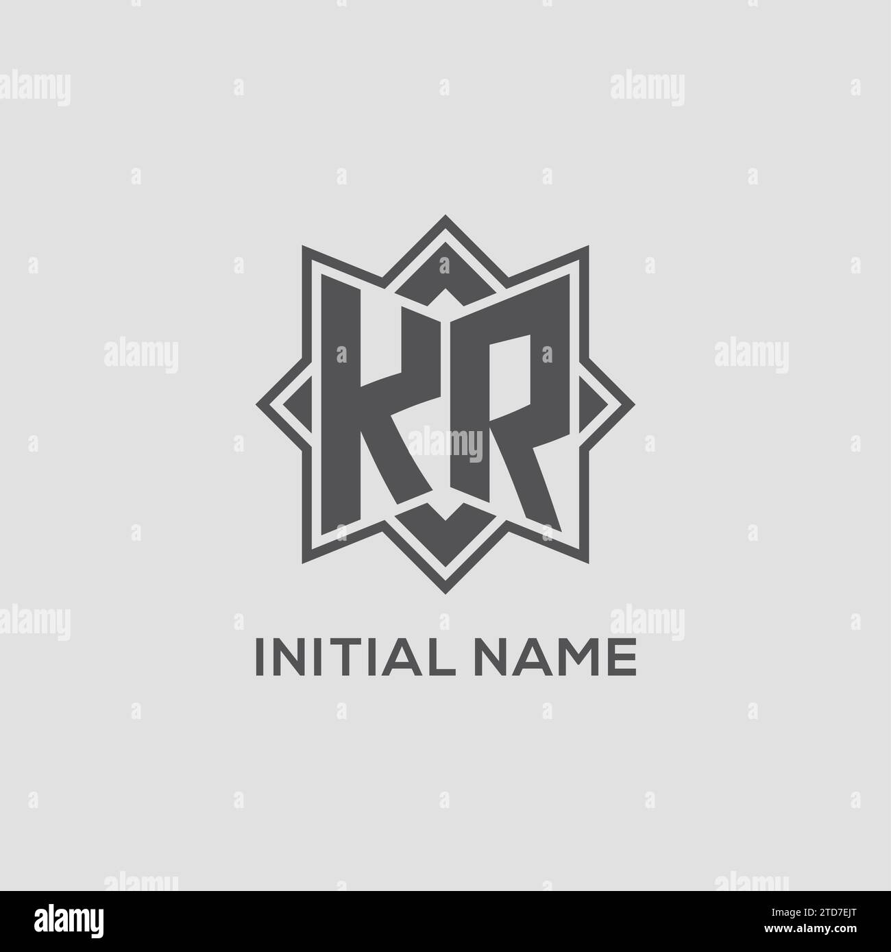 Monogramm-KR-Logo mit Acht-Punkt-Stern-Design-Vektorgrafik Stock Vektor