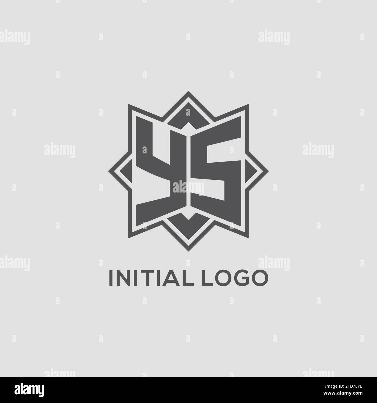 YS-Logo im Monogramm mit Vektorgrafik im Sterndesign mit acht Punkten Stock Vektor