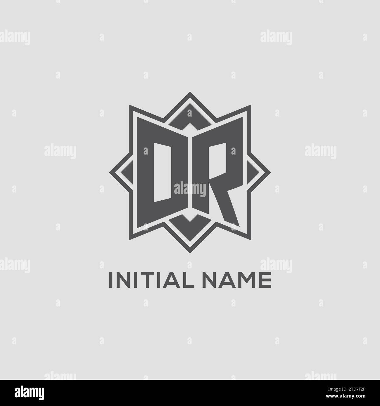 Monogramm ODER Logo mit Vektorgrafik im Sterndesign mit acht Punkten Stock Vektor