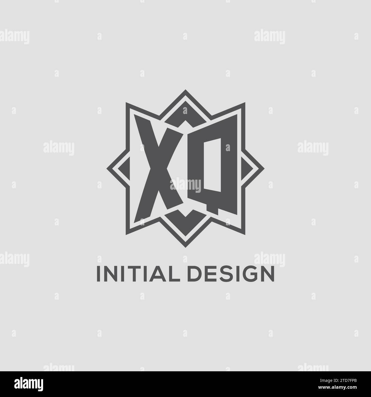 Monogramm XQ-Logo mit Vektorgrafik im Sterndesign mit acht Punkten Stock Vektor