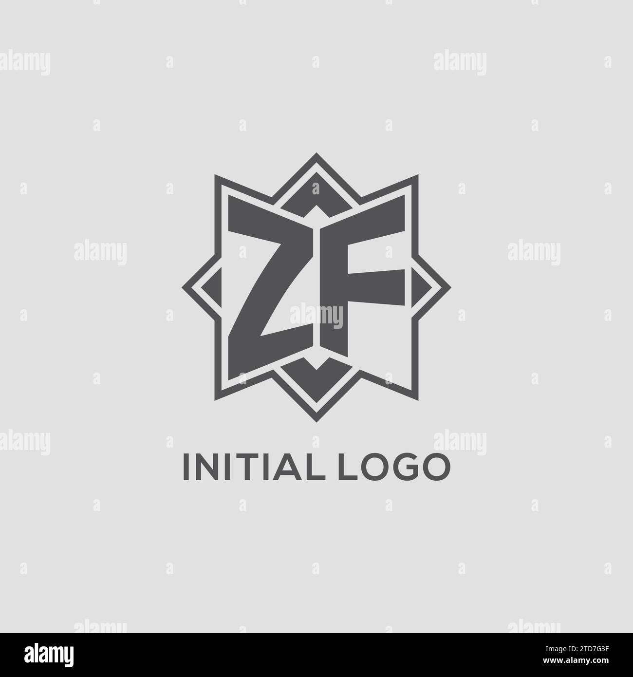 ZF-Monogramm-Logo mit Vektorgrafik im Sterndesign mit acht Punkten Stock Vektor