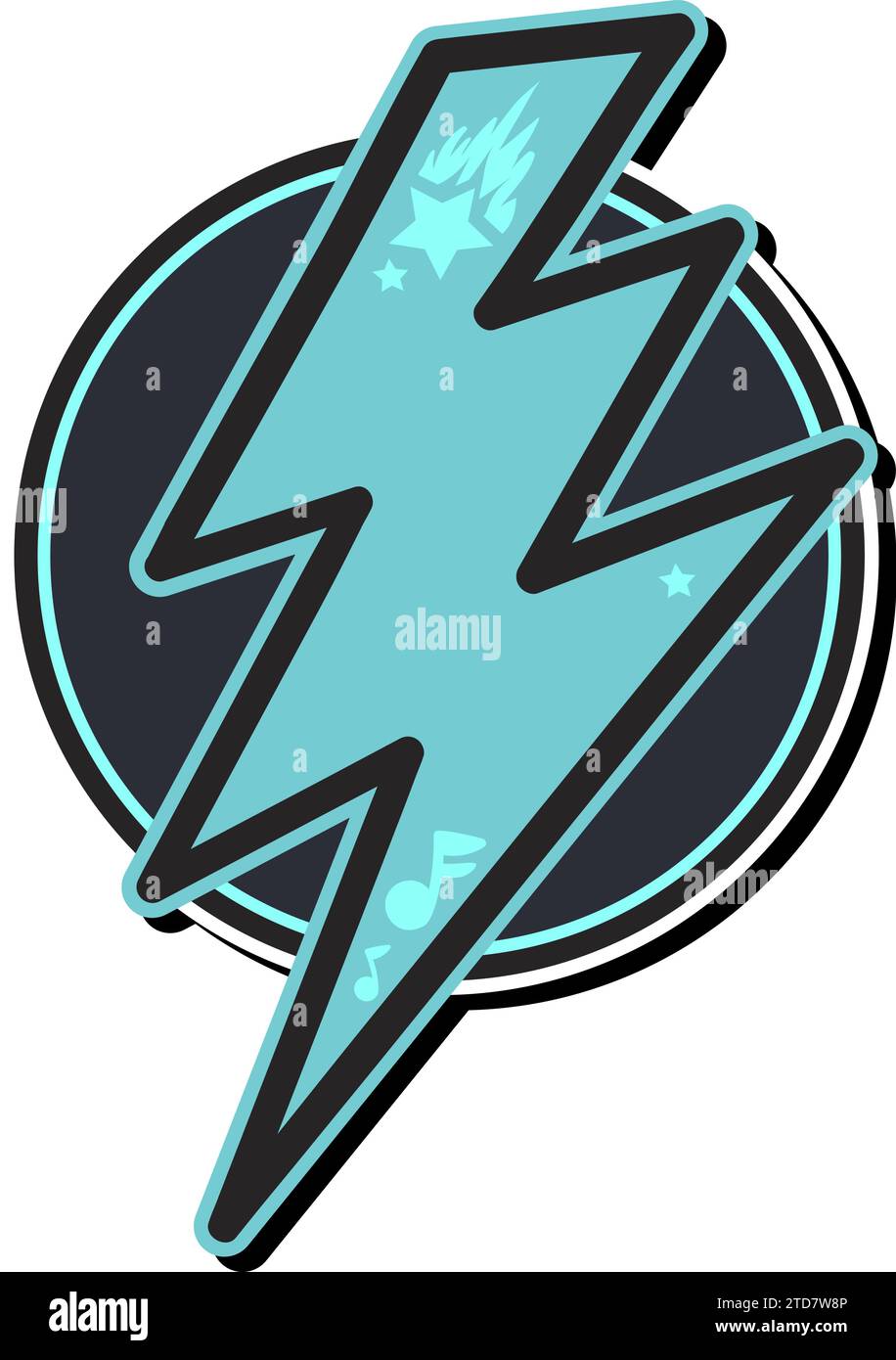 Farbiges Logo-Emblem für elektrische Blitzentladung. Badge-Vorlage für Slogan und Markenbezeichnung vor rundem Hintergrund. Moderner Vektor isoliert auf Wi Stock Vektor