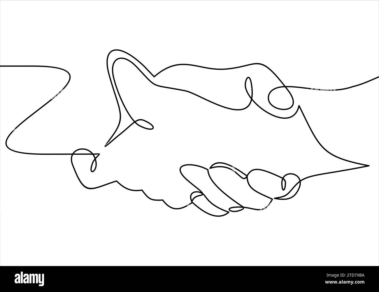 Eine Linienzeichnung von zwei sich greifenden Händen Stock Vektor