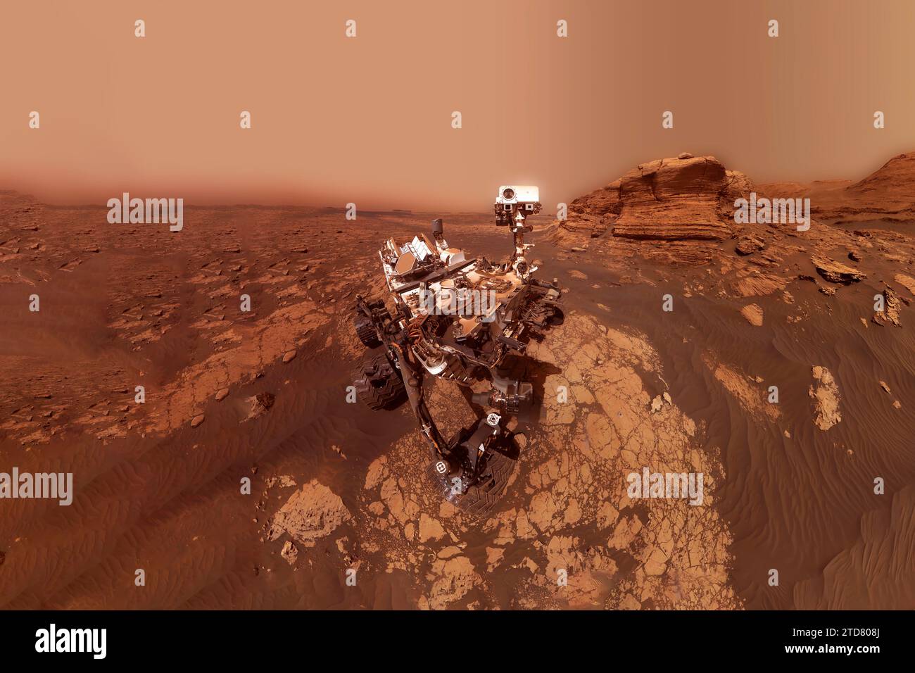 Mars-Rover auf der Oberfläche des Mars. Elemente dieses Bildes, die von der NASA eingerichtet wurden. Hochwertige Fotos Stockfoto