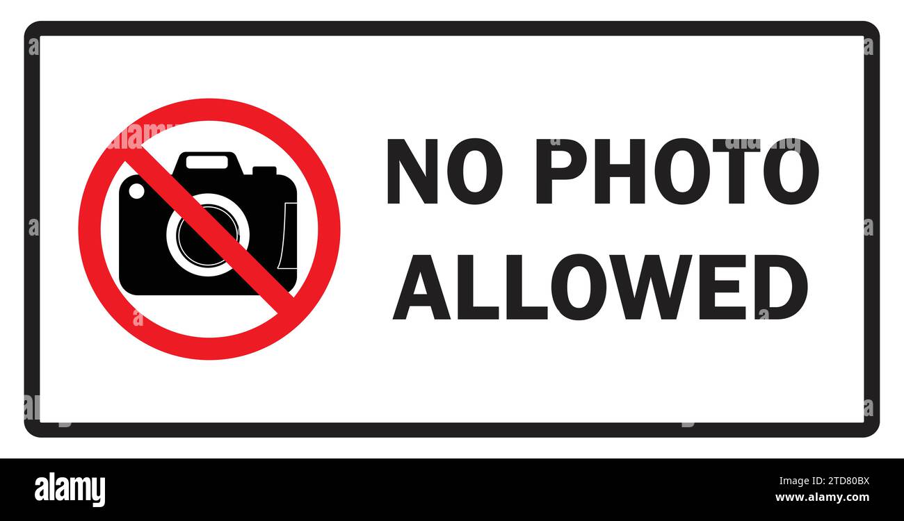 Kein Foto erlaubt |Hinweis keine Fotografie | keine Videografie |Schild für mobile Kamera verboten Stock Vektor