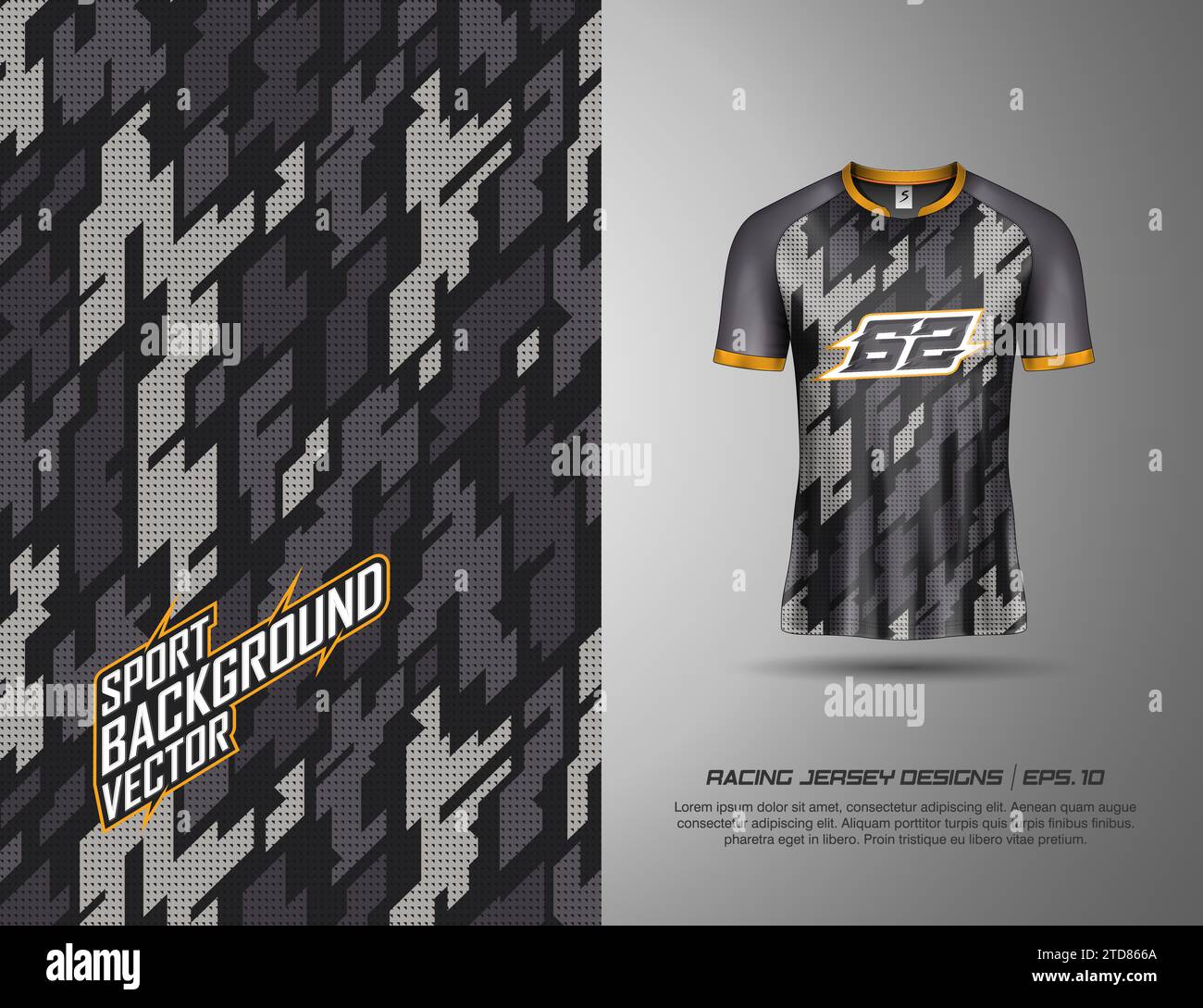 T-Shirt mit modernem Camouflage-Design für Rennen, Trikots, Radfahren, Fußball und Spiele Stock Vektor