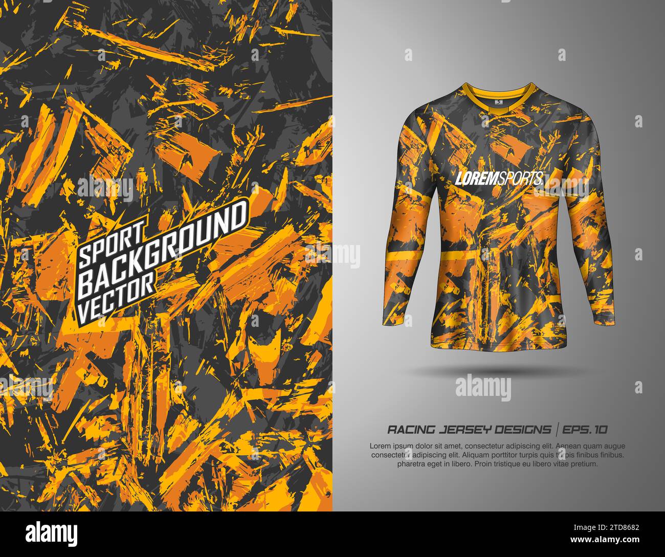 Langarm, T-Shirt Sportdesign für Rennen, Trikots, Radfahren, Fußball, Spiele Stock Vektor