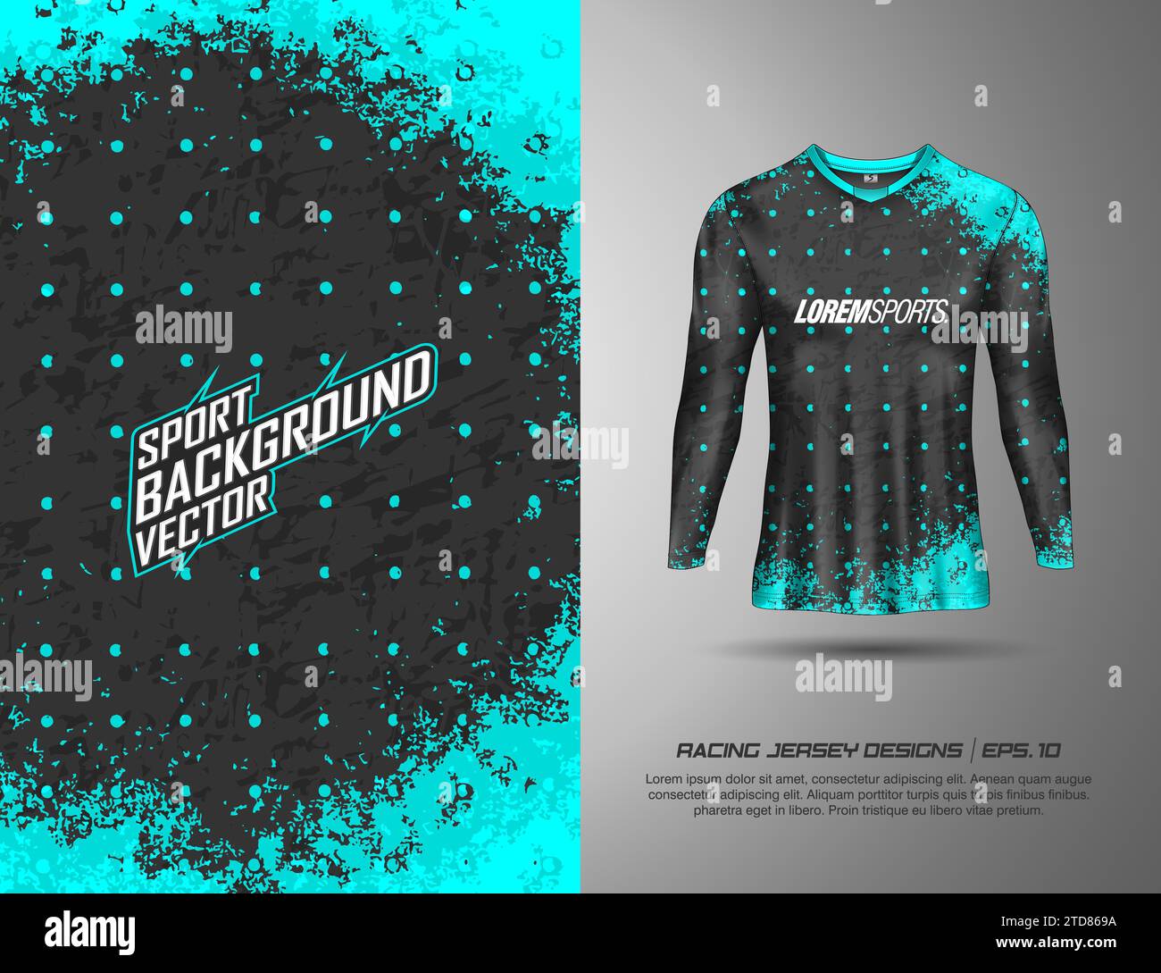 Langarm, T-Shirt Sportdesign für Rennen, Trikots, Radfahren, Fußball, Spiele Stock Vektor