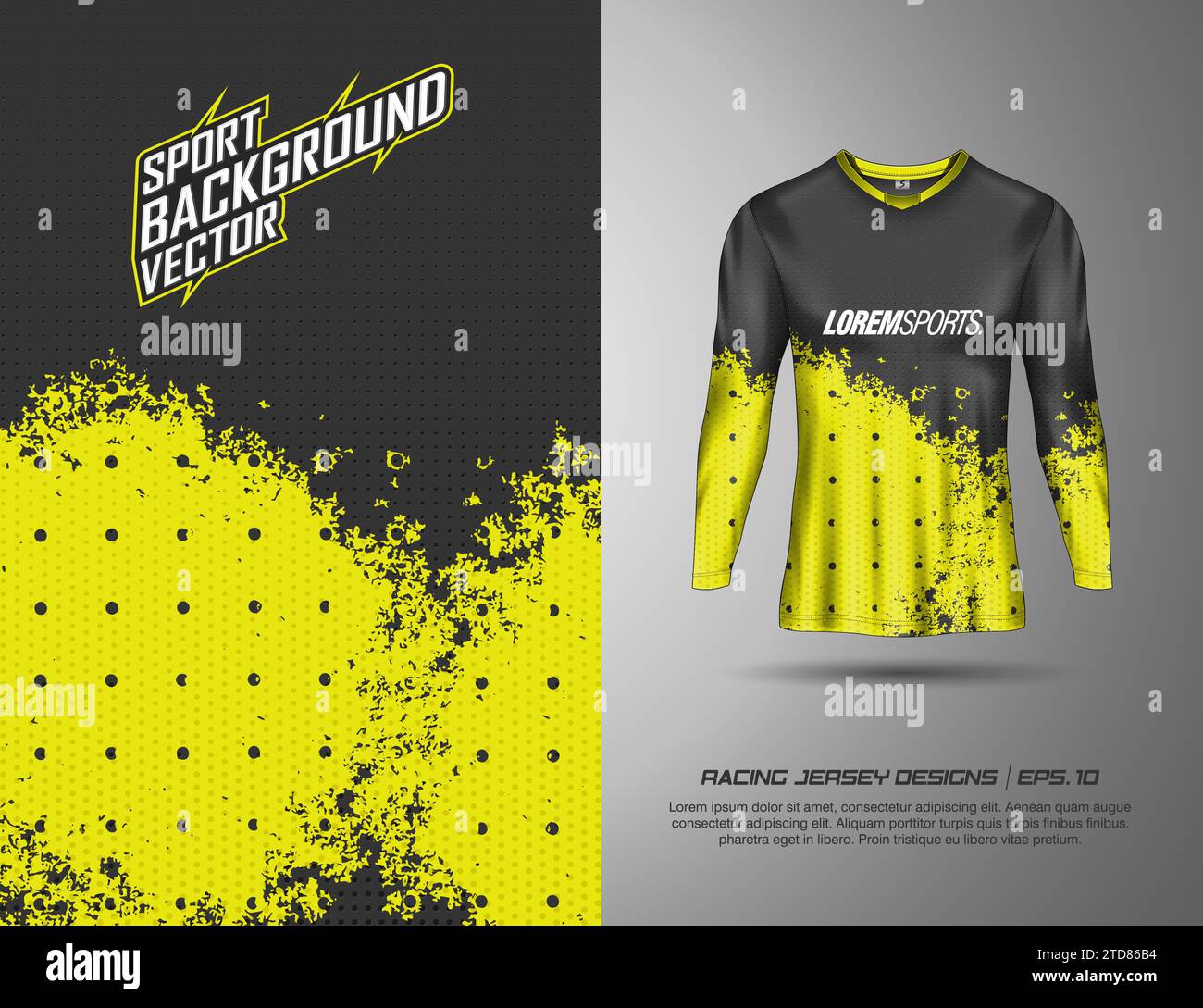 Langarm, T-Shirt Sportdesign für Rennen, Trikots, Radfahren, Fußball, Spiele Stock Vektor