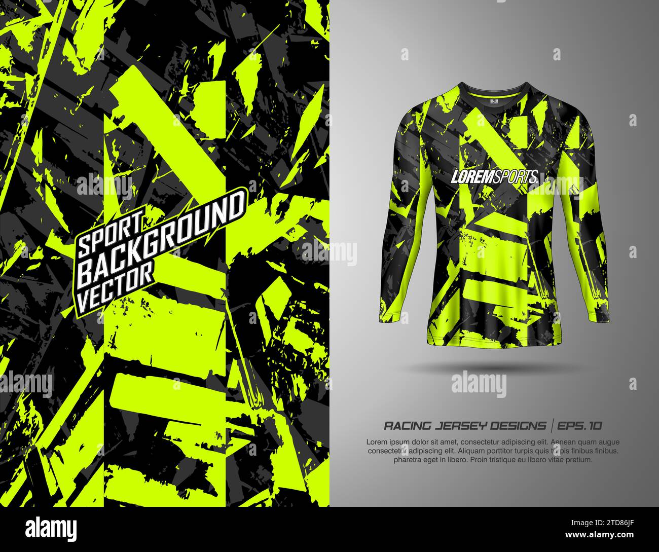 Langarm, T-Shirt Sportdesign für Rennen, Trikots, Radfahren, Fußball, Spiele Stock Vektor