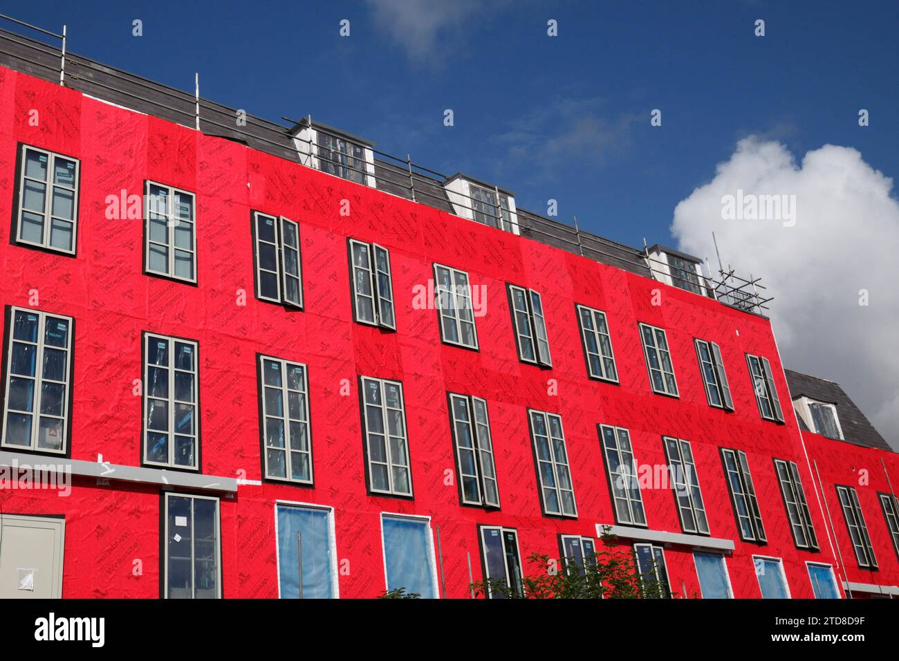 Wraptite von Proctor auf einer Baustelle. Ein Produkt zur Wärmedämmung, Schallmembran. Externe Luftbarriere Stockfoto