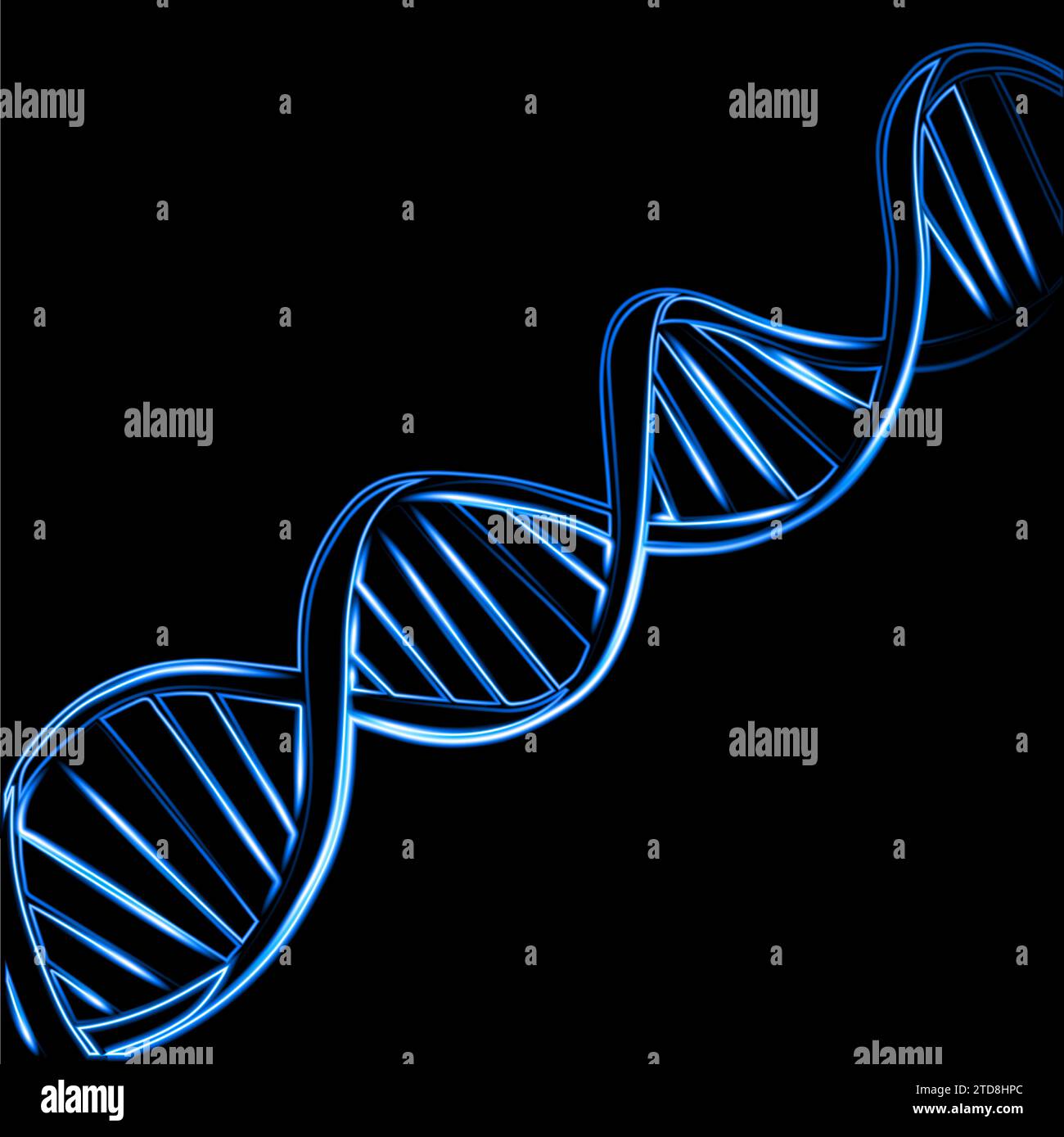Vektorisolierte Darstellung von DNA mit Neon-Effekt. Stock Vektor