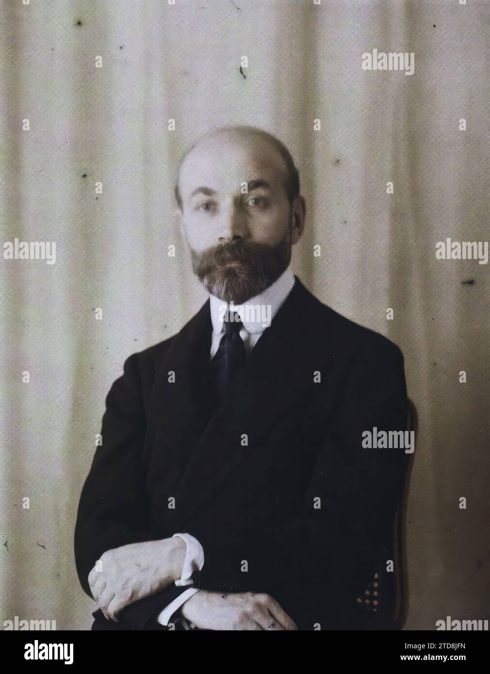 Eigentum von Albert Kahn, Boulogne, Frankreich Monsieur Bernhard Berenson, Wissenschaften, Techniken, Persönlichkeit, Menschen, Kunst, Kunstgeschichte, Wissenschaftliche Persönlichkeit, Porträt, Renaissance, Man, Herr Bérenson France, Boulogne, Porträts, Herr Berenson, Boulogne propriété d'Albert Kahn, Italien [in Verbindung mit], 23.02/1918 - 23.02.1918, Léon, Auguste, Fotograf, Autochrome, Foto, Glas, Autochrome, Foto, positiv, vertikal, Größe 9 x 12 cm Stockfoto