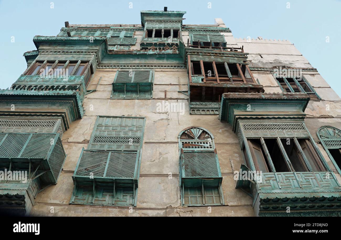 Hijazi-Haus in der Hafenstadt Jeddah am Roten Meer in Saudi-Arabien Stockfoto