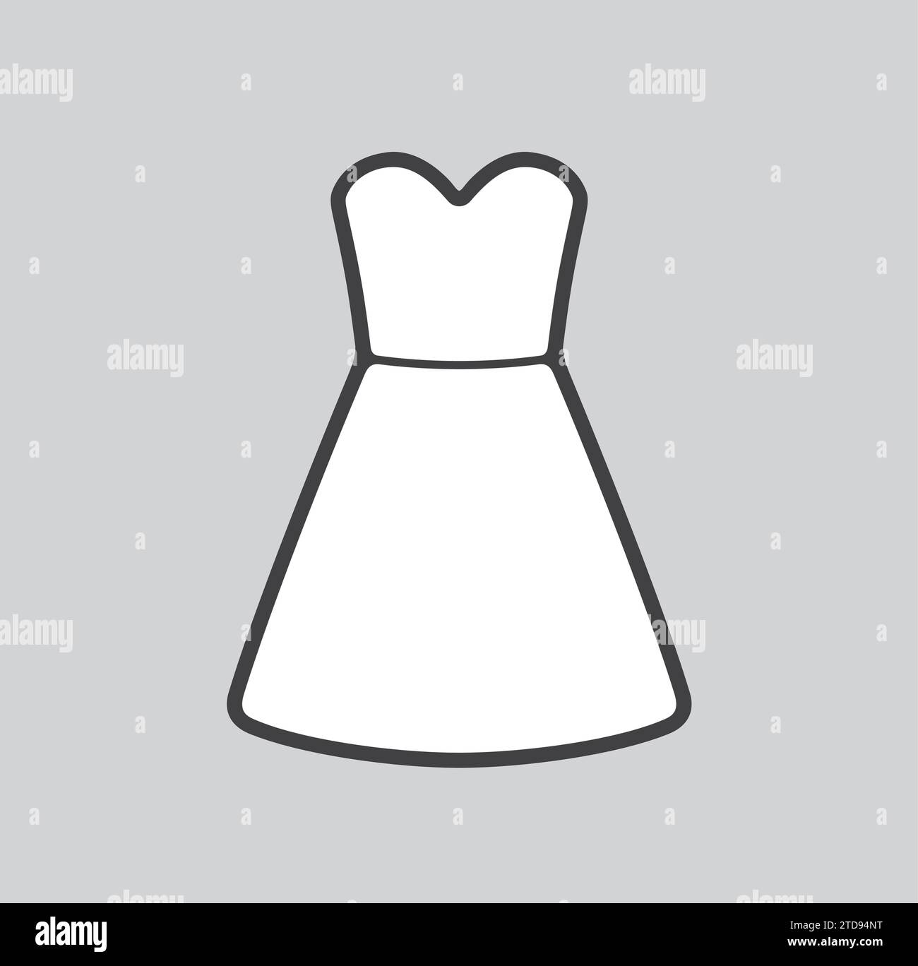 Trägerloses Abendkleid für Damen. Symbol für die Wäscheleine auf einem Hintergrund. Vektorabbildung. Stock Vektor