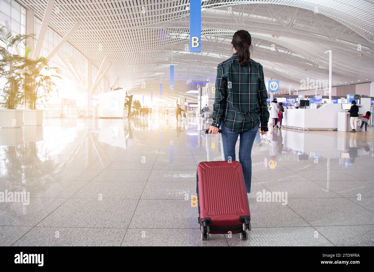 airport Travler Woman Stockfoto