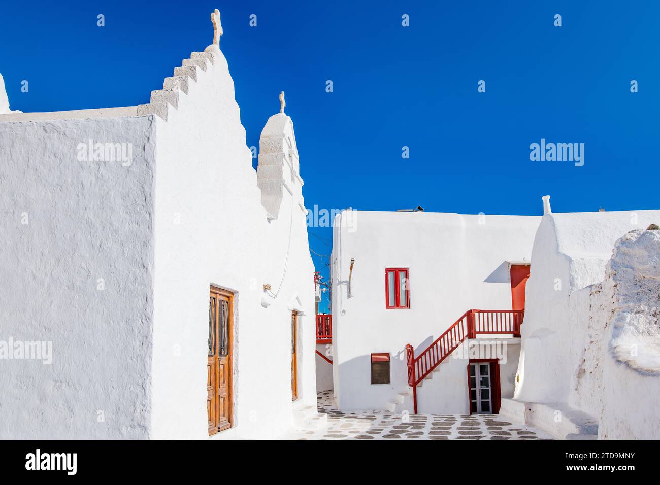 Panagia Paraportiani die berühmteste Kirche in der Altstadt von Mykonos, Chora Stockfoto