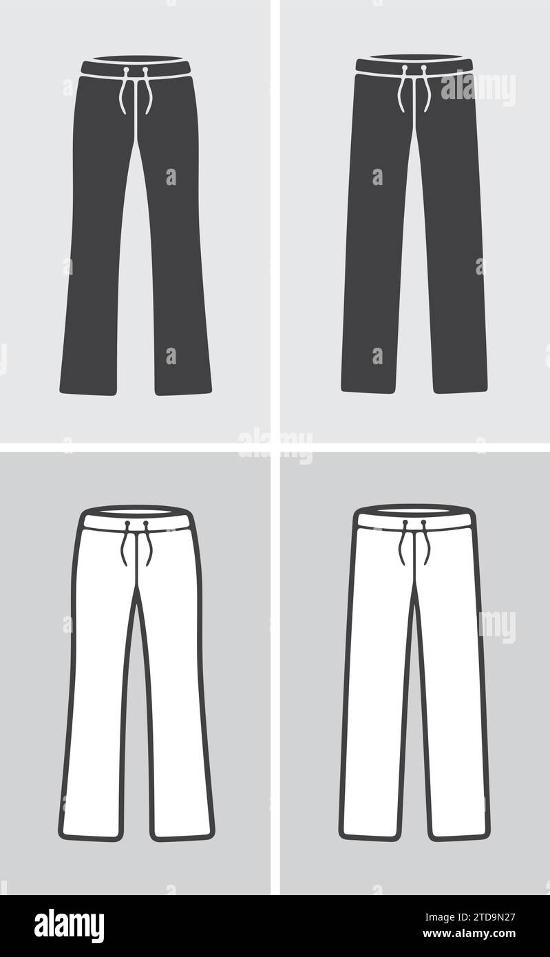 Sporthosen für Damen und Herren. Kleidersymbol auf einem Hintergrund. Vektorabbildung. Stock Vektor